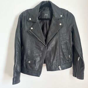 OBEY Worldwide leather coat grudge dark black emo size small women